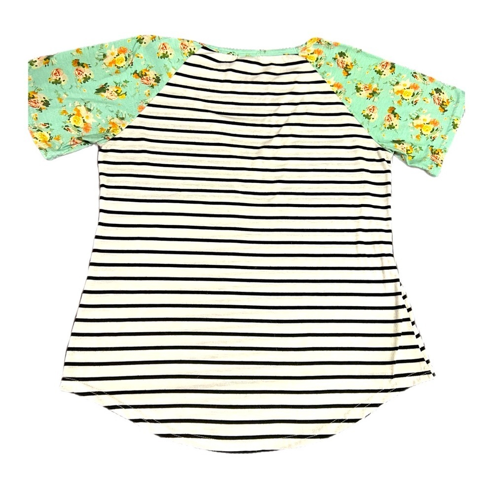 Striped & floral short sleeved raglan nursing tee
